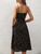 New Polka Dot Print Suspender Summer Sexy Slit Long Dresses For Womens Clothing