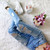 High Quality Cotton Skinny Ripped Jeans for Women Pencil Pants Casual Trousers For Ladies Blue Mid Waist Denim Pencil Jeans