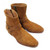 Tan/Black Suede Leather Chains Harness Men Boots Stacked Heel Ankle Boots Side Zip Men Fashion Chelsea Boots Men Shoes