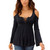 Women Blouse Sexy V Neck Lace up Cold Shoulder Shirt Female Flare Sleeve Shirts Bandage Ladies