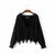 Sexy Knitted Sweater Women Jumper Black White V-neck Ripped Pullover Sweater Pull Femme Oversized Sweater Knitwear Top