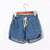 Short Jeans Women Style Casual Blue Mid Elastic Waist Loose Short Denim Shorts Ladies Denim Jeans Feminine