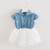 Summer Girls Lace Dress Baby Denim Cotton Bebe Chiffon Cowboy Net Yarn Tutu Dress Children Infant Cute Party Princess Dresses