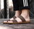 Brown Men Slippers Big Size 45 46 47 Genuine Leather Outdoor Mens Flip Flops Fashion Beach Sandals Shoes For Men 6619