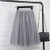 Skirts Womens Black Gray White Adult Tulle Skirt Elastic High Waist Pleated Midi Skirt