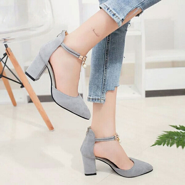 Women high heels thick with rough heels new fashion women shoes platform buckle with pointed toe women pumps sandals