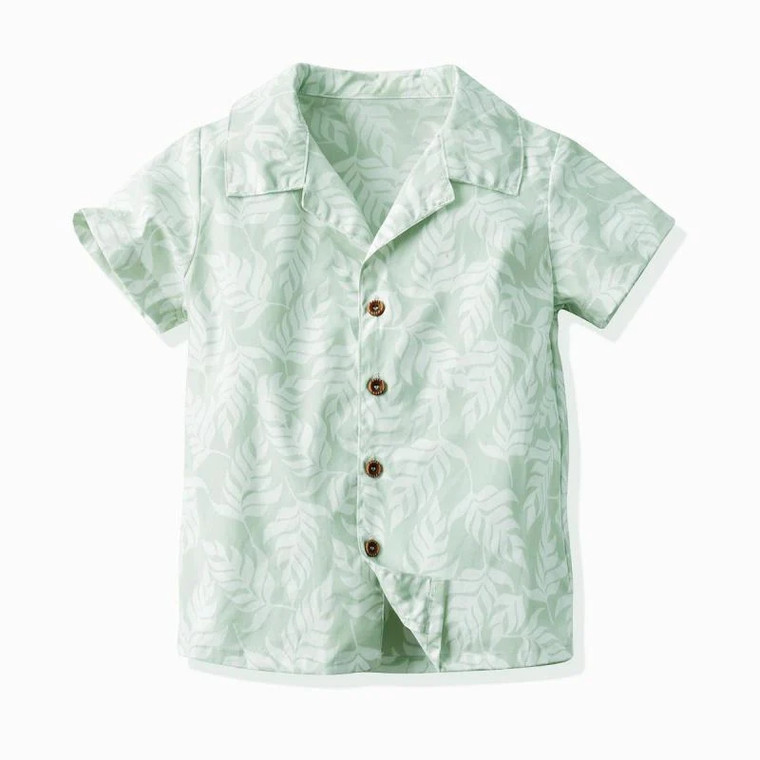 Summer Boys Casual Shirt Leaves Blouse Beach Casual Boys Shirt With Half Collar Short Sleeve Boy Shirts For Children Top