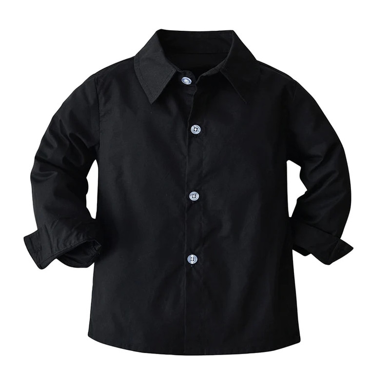Spring Autumn Baby Boy Shirts Black Long Sleeve Lapel Cardigan Shirt Casual Kids Gentleman Blouses Tops Toddlers Boys Clothes