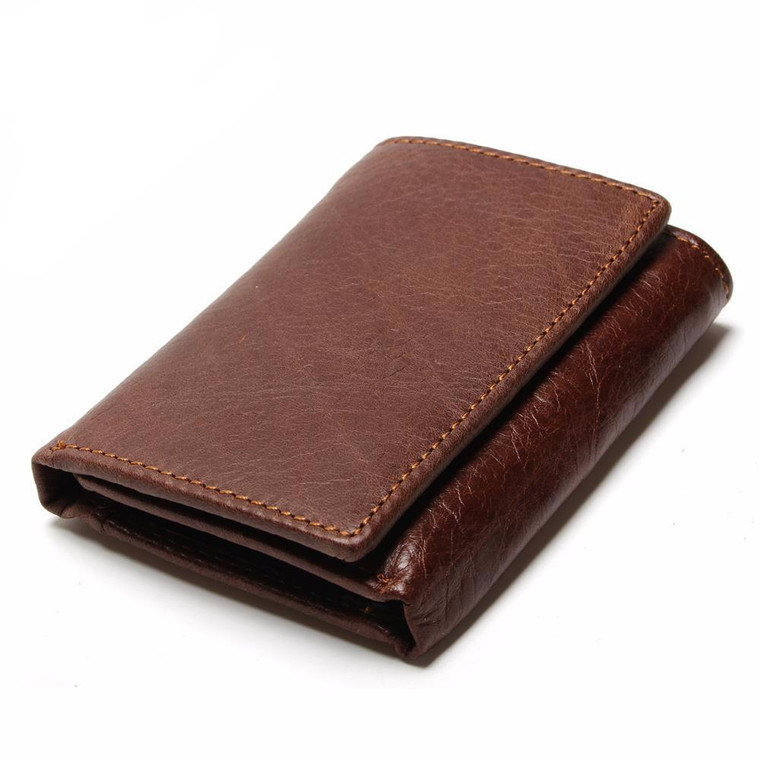 Wallet Antitheft Scanning Leather Wallet Hasp Leisure Men's Slim Leather Mini Wallet Case Credit Card Trifold Purse