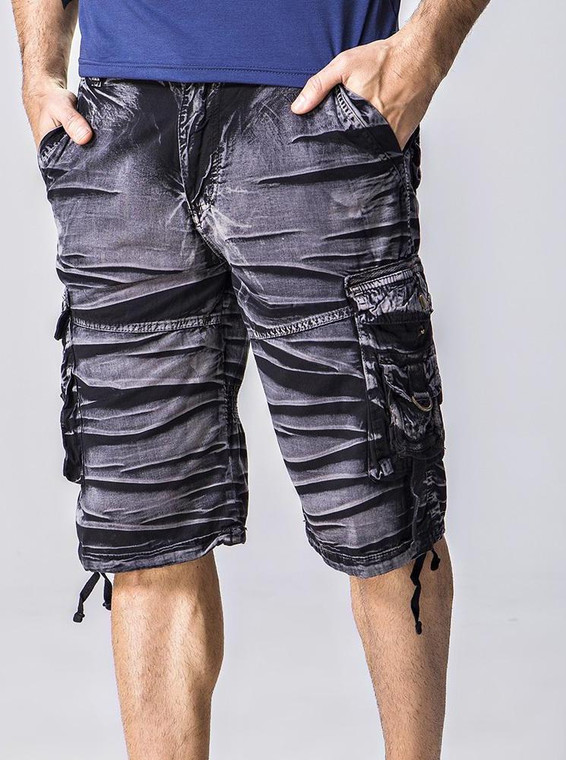 Men's casual pockets decoration long cargo shorts man solid color loose overalls