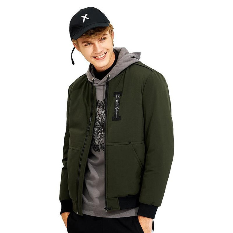 thicken warm winter jacket men brand clothing casual parkas male collarless jacket army green black AMF705301