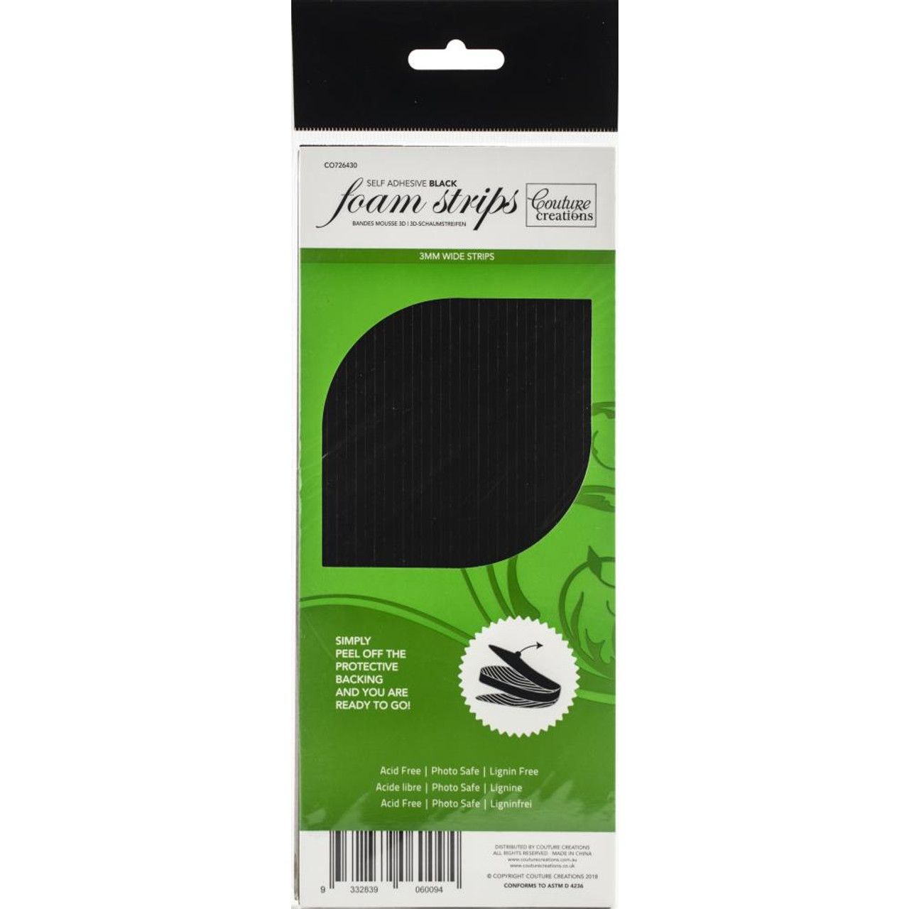 Couture Creations 3D Adhesive Foam Strips Black