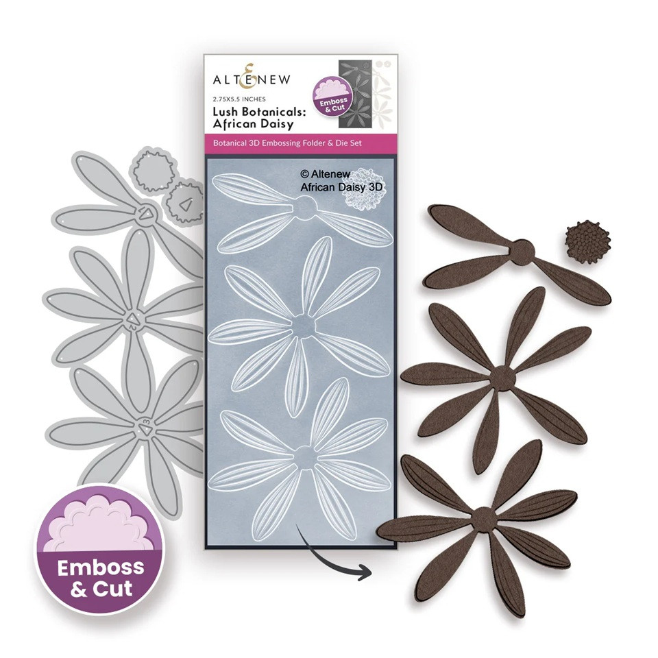 フラワーページ Altenew Lush Botanicals African Daisy 3D Embossing Folder & Die Set