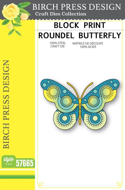 Birch Press Die Block Print Roundel Butterfly