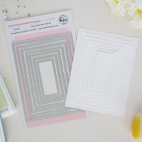 Pinkfresh Studio Dotted Nested Deckled Rectangles Die Set