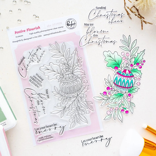 Pinkfresh Studio Festive Flourish Stamp Set