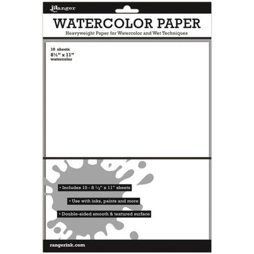 Ranger Watercolor Paper 10/Pkg-White 8.5X11