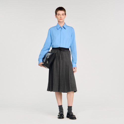 SANDRO グレー プリーツスカート Long pleated rhinestone skirt Grey | Sandro Paris