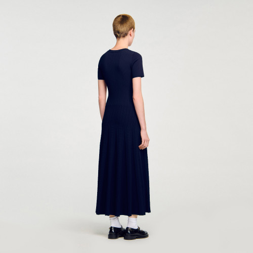 Knit maxi dress Navy | Sandro Paris