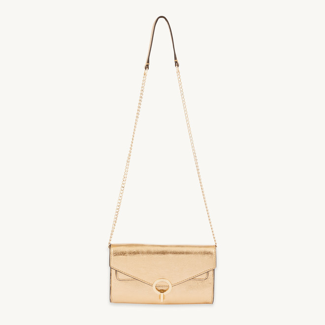 Gold leather clutch bag -  Gold