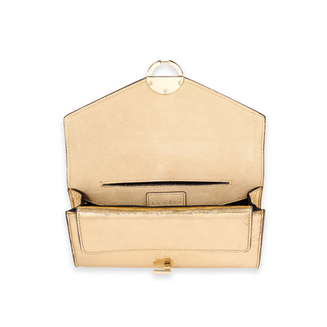 Gold leather clutch bag -  Gold