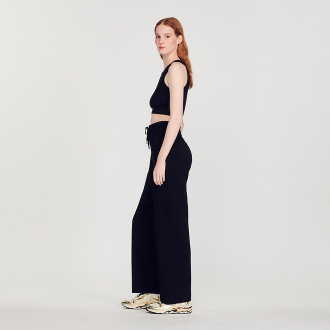 Knitted straight leg trousers - Black
