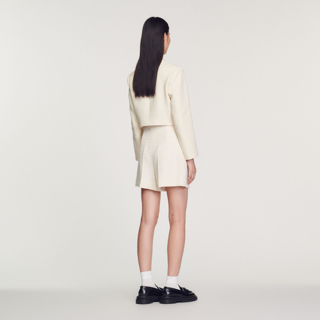 Tweed high waisted shorts - White