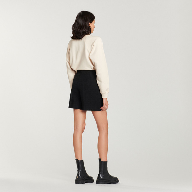 Tweed high waisted shorts - Black