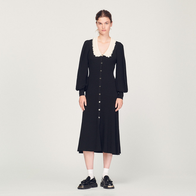 Long dress with long sleeves - Black