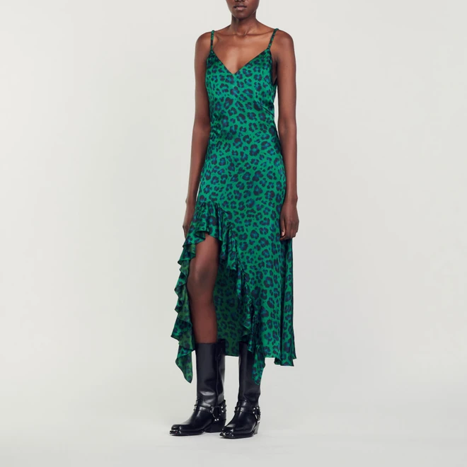 Leopard midi dress - Green