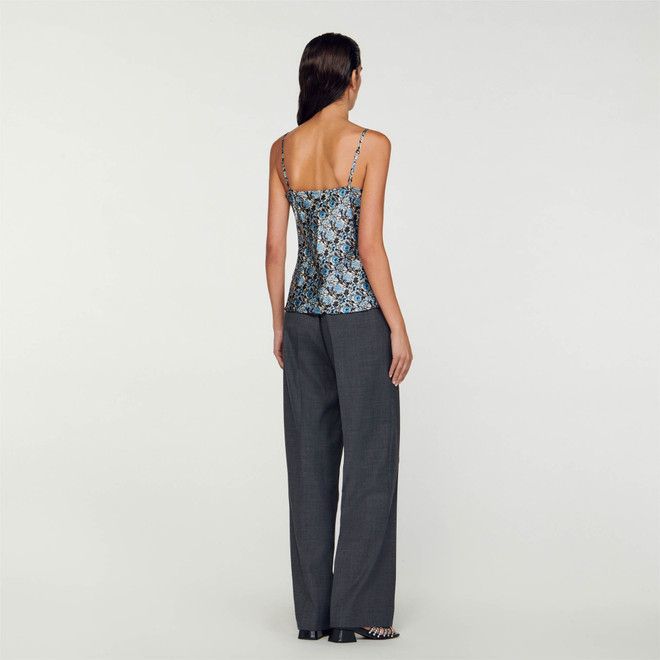 Printed camisole with lace - Blue