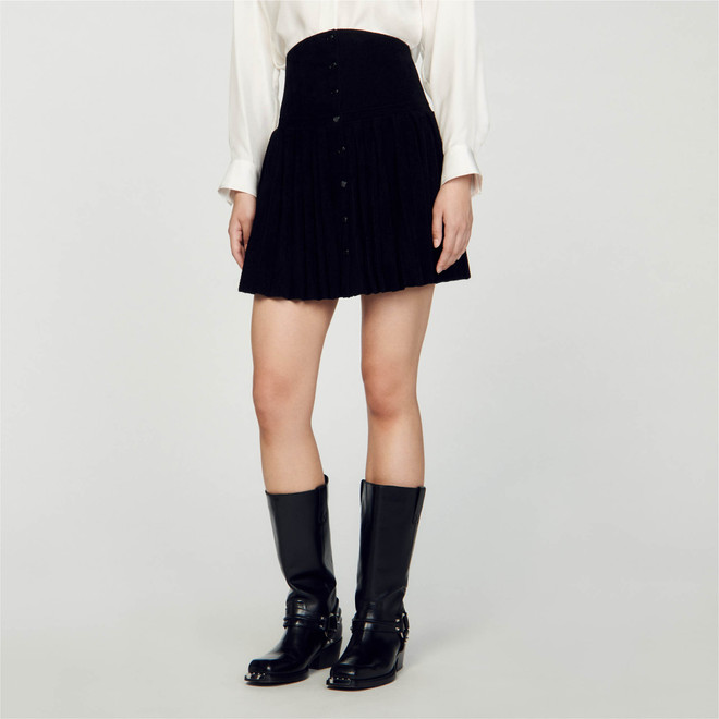 Velvet knit skirt - Black