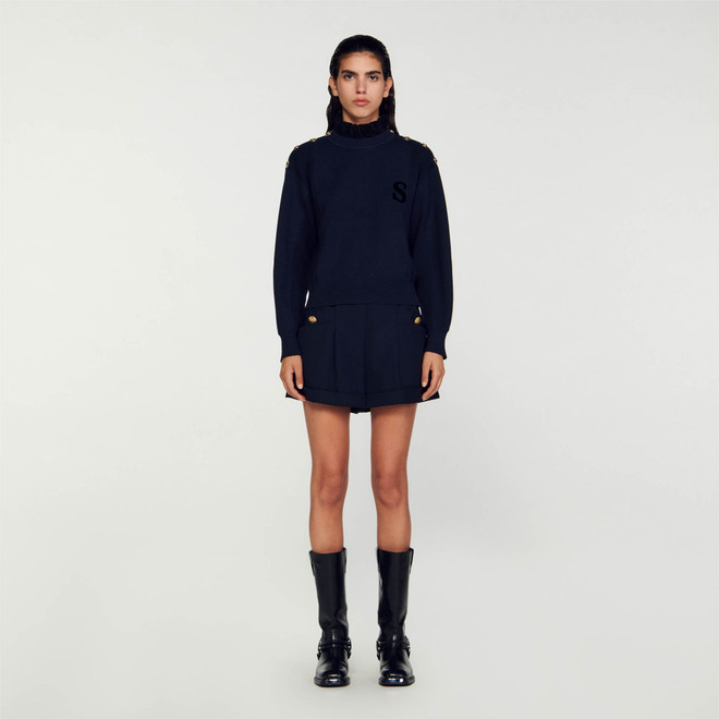 Cropped turtleneck sweater - Navy