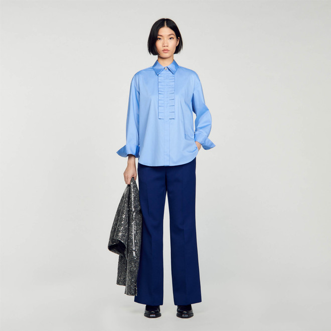 Frilled collar shirt - Blue