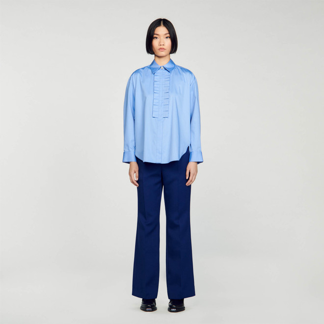 Frilled collar shirt - Blue