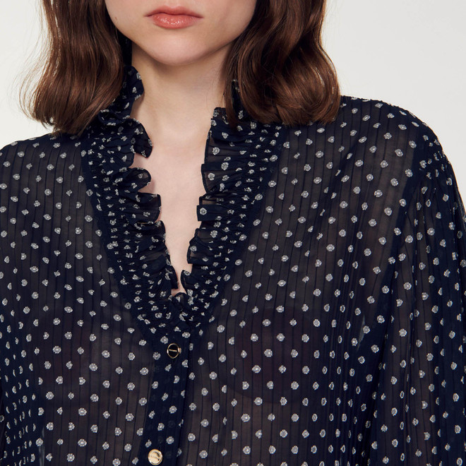 Patterned polka dot blouse - Navy