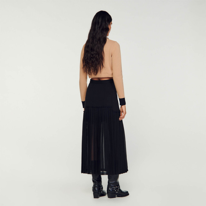 Pleated long skirt - Black