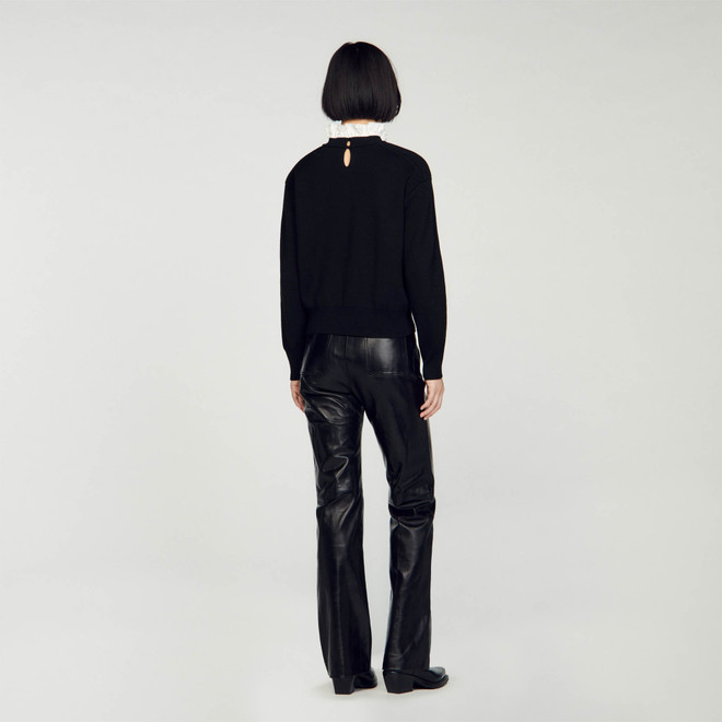 Knit jumper with high neck - Black