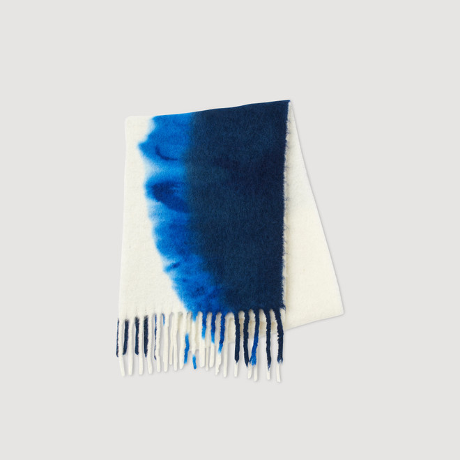 Fringed scarf - Blue