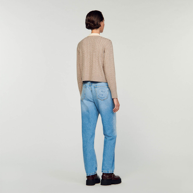 Cable knit polo jumper - Ecru