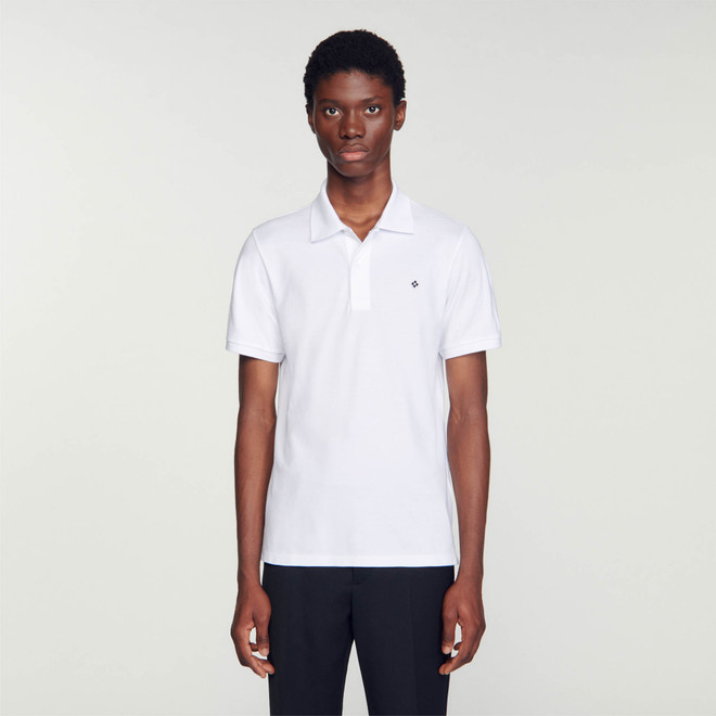 Polo shirt with square cross patch - White