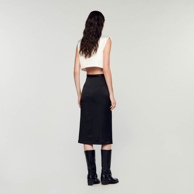 Gathered midi skirt - Black