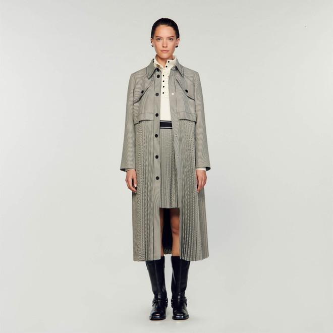 ジャケット・アウター SANDRO Long Houndstooth Coatigan Long Houndstooth Coatigan by Sandro at THE MILE