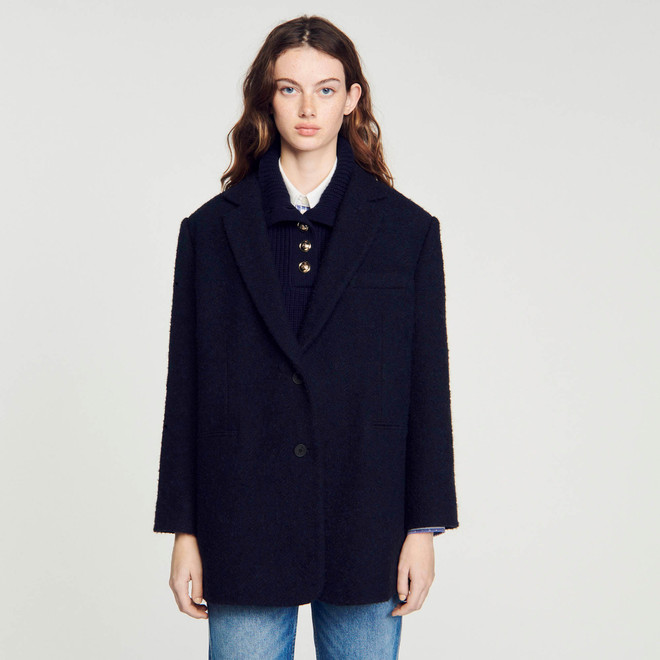 Oversized boucle jacket - Navy