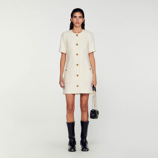 Boucle shift dress - Ecru