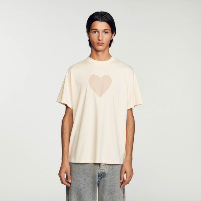 Heart Cotton Tshirt - Beige