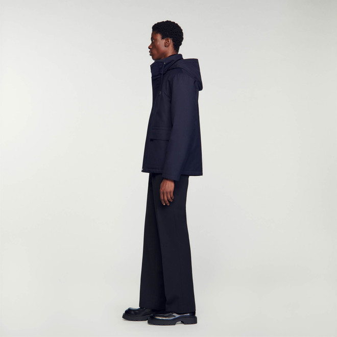 Technical Hooded Coat - Navy