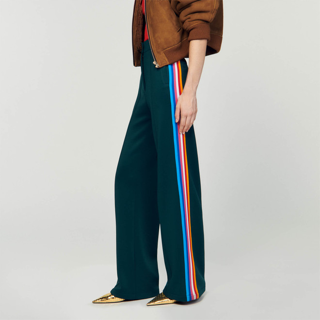 Tailored pants with striped seam - Green