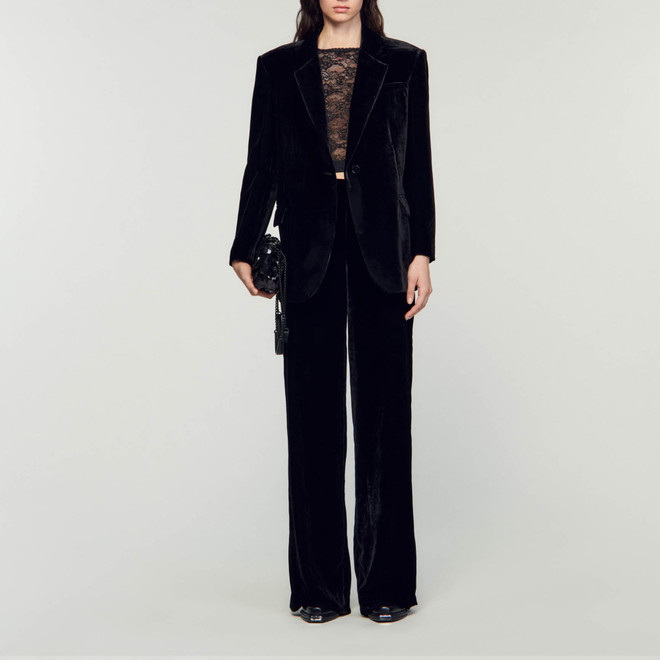 Velvet suit blazer - Black