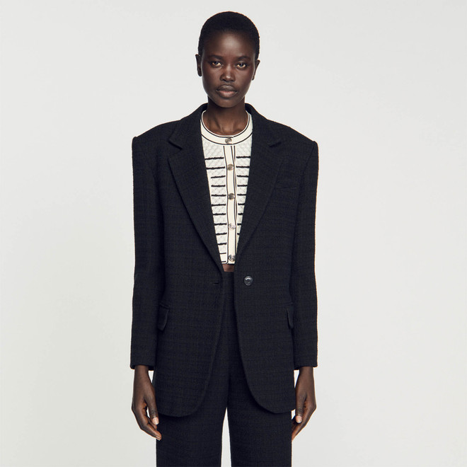 Tweed suit jacket - Black
